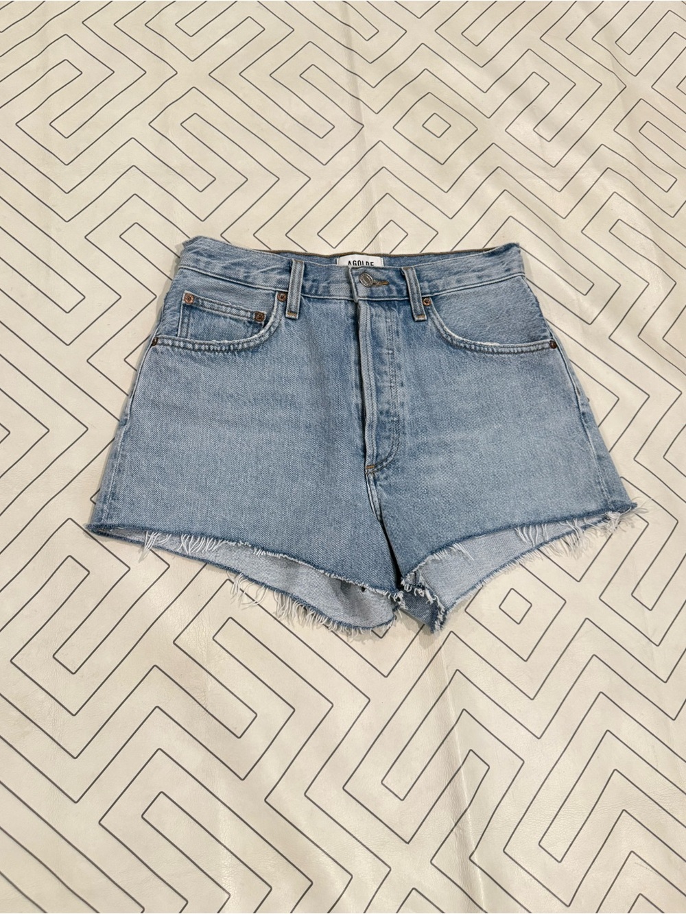 Agolde Light Wash Mila High-Rise Denim Cutoff Shorts